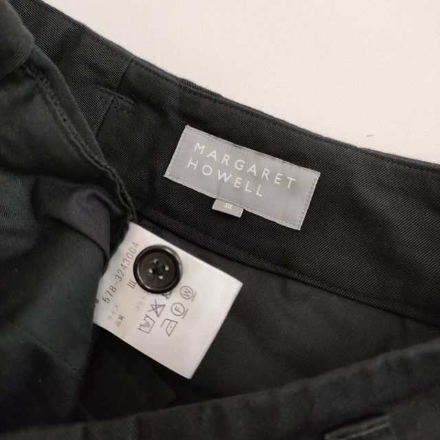 MARGARET HOWELL 578-3243004 ORGANIC COTTON TWILL パンツ 23AW ブラック レディース マーガレットハウエル【中古】4-0221M