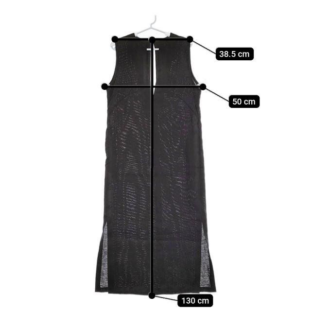 Plage Vネックノースリーブワンピース 定価27500円 リネン サイドスリット ワンピース 23SS ブラック レディース プラージュ【中古】5-0216S♪_4