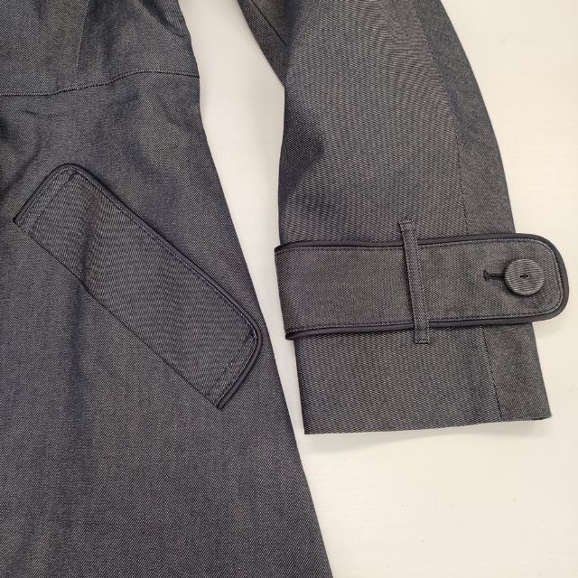 Aquascutum 定価115500円 羽織 1653060-39 ベルト付き デニム コットンシルク コート ネイビー レディース アクアスキュータム【中古】6-0221M∞_5