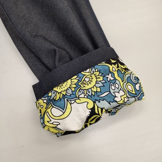 Aquascutum 定価115500円 羽織 1653060-39 ベルト付き デニム コットンシルク コート ネイビー レディース アクアスキュータム【中古】6-0221M∞_6