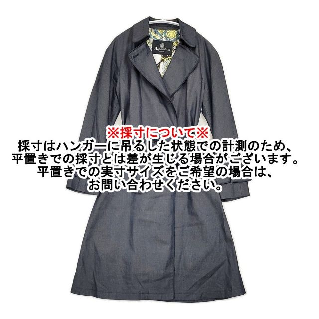 Aquascutum 定価115500円 羽織 1653060-39 ベルト付き デニム コットンシルク コート ネイビー レディース アクアスキュータム【中古】6-0221M∞_8