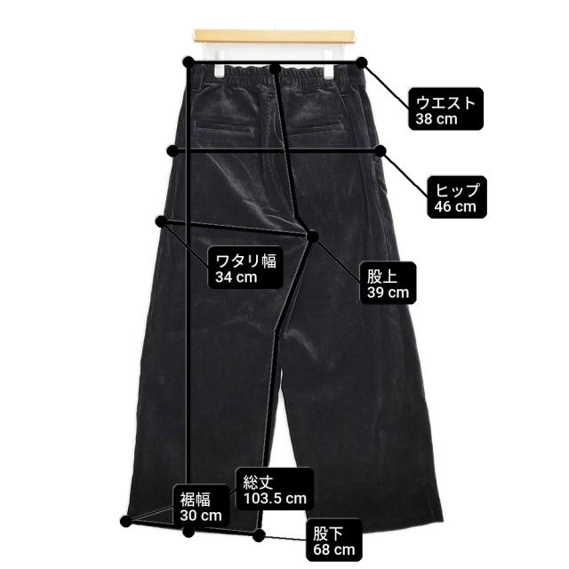 cloth&amp;cross Hug O War コーデュロイタックワイドパンツ サイズ1 パンツ ブラック レディース クロス＆クロス ハグオーワー【中古】6-0131T♪_4