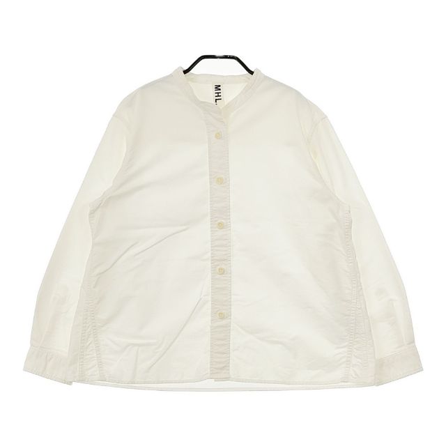 MHL. SOFT HOPSACK 595-9253507 コットン ブラウス 長袖シャツ オフホワイト レディース エムエイチエル【中古】5-0102M∞の通販は