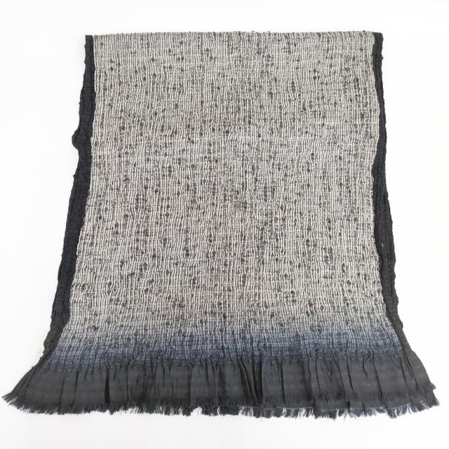 JURGEN LEHL J0181ESF01 シルクコットン グラデーション マフラー ストール ホワイト ブラック レディース ヨーガンレール【中古】5-0605M◎