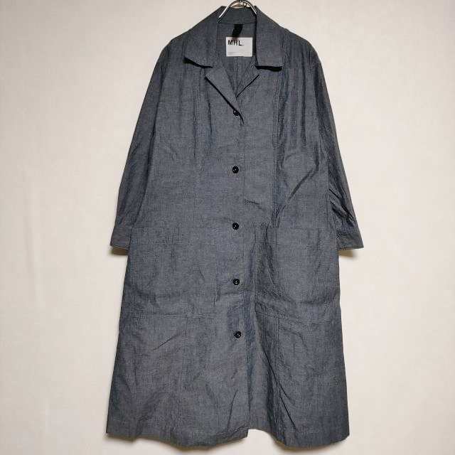 MHL. 595-3158501 DENIM CANVAS シャツドレス パーカー 23SS グレー レディース エムエイチエル【中古】3-1129M∞