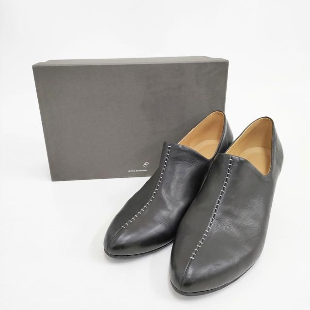 mina perhonen tikki カーフレザー 24.5cm 定価66000円 パンプス ブラック レディース ミナペルホネン【中古】5-1112G◎