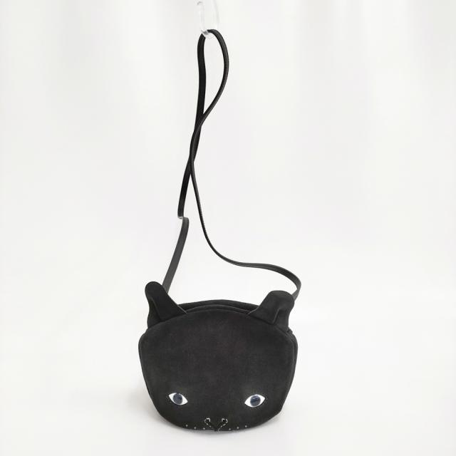 mina perhonen kitten acs9819 猫 ネコ 牛革 ショルダーバッグ 24SS ブラック レディース ミナペルホネン【中古】6-0314G♪