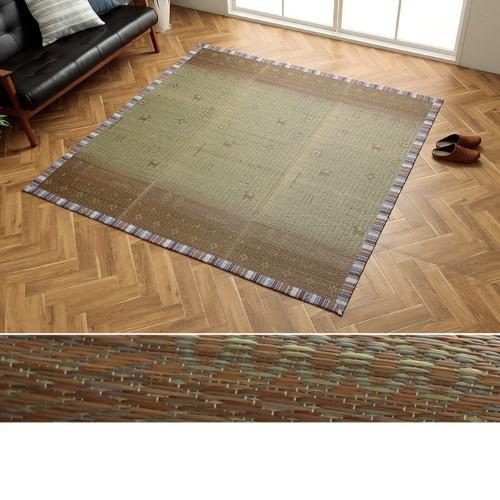 い草ラグ　カーペット夏用　自然素材　節電　快適　インテリア　 ギャベル柄 シンプル　おしゃれ　おすすめ 湿度調節 消臭効果 お手入れ簡単 ブラウン　約120×180cm  【北海道・沖縄・離島 送料別】の通販は 5,490円