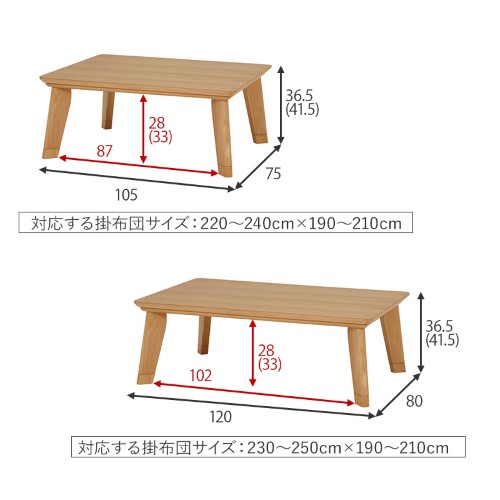 リビングコタツ ブラウン リノCF120BR (約)幅120×奥行80×高さ36.5(継脚時41.5)cm  【北海道・沖縄・離島 送料別】 リビングコタツ ブラウン リノCF120BR (約)幅120×奥行80×高さ36.5(継