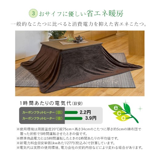 リビングコタツ ブラウン リノCF120BR (約)幅120×奥行80×高さ36.5(継