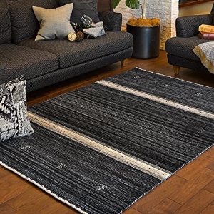 ブラック 約140X200cm ギャッベ ラグ 「Lorri BUFFD L17」 270055050 (無染色ブラック) (メーカー取り寄せ) (北海道・沖縄送料別) 【新生活】