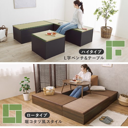 畳付き収納スツール ブラック RUD-1158GR (約)幅60×奥行60×高さ45cm 【北海道・沖縄・離島 送料別】 シューズラック