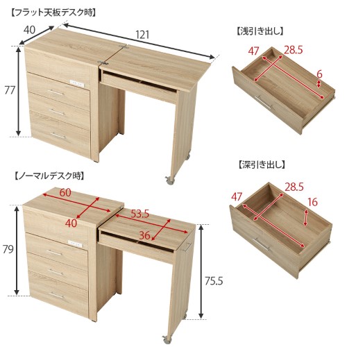3WAY 収納できるドレッサー ホワイトウォッシュ RD-1414WS (約)幅62.5/117/121×奥行42.5×高さ79cm 【北海道・沖縄・離島 送料別】_13