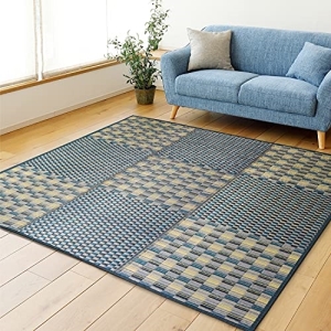 【新生活】 収納簡単   い草  ふっくらラグ キハチ (240cm × 320cm) (ブルー) 【取寄商品】【北海道・沖縄送料別】の通販は 14,393円