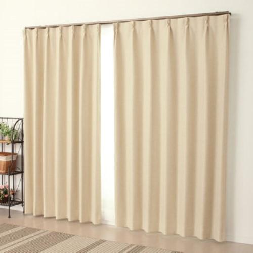 厚地カーテン  防炎・１級遮光　ピュリー　約100X178ｃｍ２枚組   日本製  洗濯OK  アイボリーの通販は 5,336円