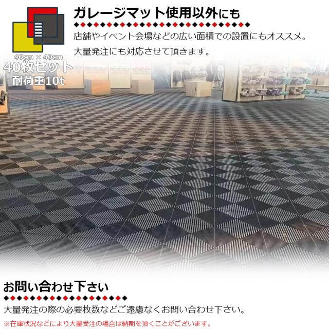 ガレージタイル ガレージマット 40枚セット 40cm×40cm×1.8cm はめ込み 置き敷き バイク 車 自転車 駐車場 屋外 屋内 ガーデニング メッシュ 通気性 軽量 ショールーム 倉庫 テラス イベント フロアタイル ジョイント フロアデッキ エクステリア NP-017 区分100S_7
