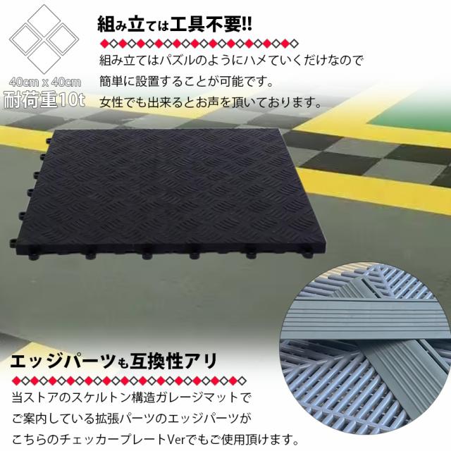ガレージタイル 【穴なし】 ガレージマット 20枚セット 40cm×40cm×1.8cm はめ込み 置き敷き バイク 車 自転車 駐車場 屋外 屋内 ガーデニング 通気性 軽量 ショールーム 倉庫 テラス イベント フロアタイル ジョイント フロアデッキ エクステリア NP-030 区分80S_4