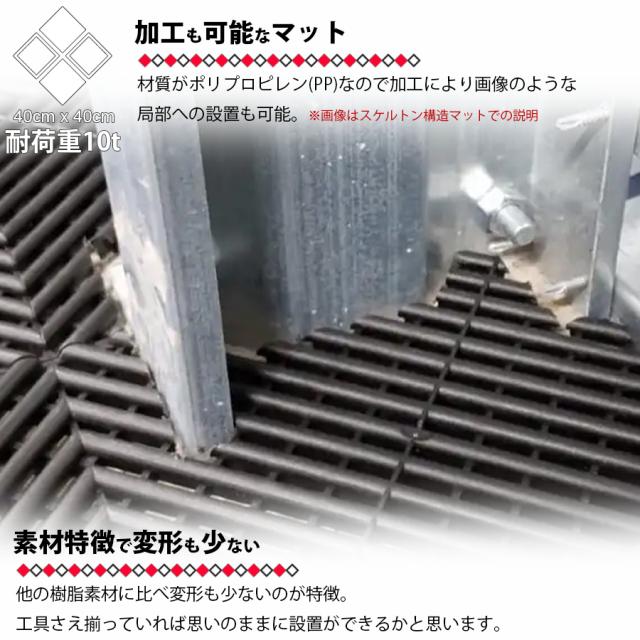 ガレージタイル 【穴なし】 ガレージマット 20枚セット 40cm×40cm×1.8cm はめ込み 置き敷き バイク 車 自転車 駐車場 屋外 屋内 ガーデニング 通気性 軽量 ショールーム 倉庫 テラス イベント フロアタイル ジョイント フロアデッキ エクステリア NP-030 区分80S_6