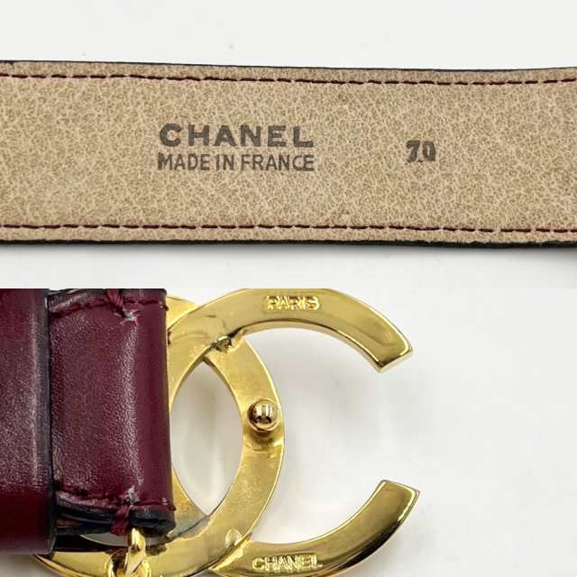 CHANEL ボルドーレザーベルト