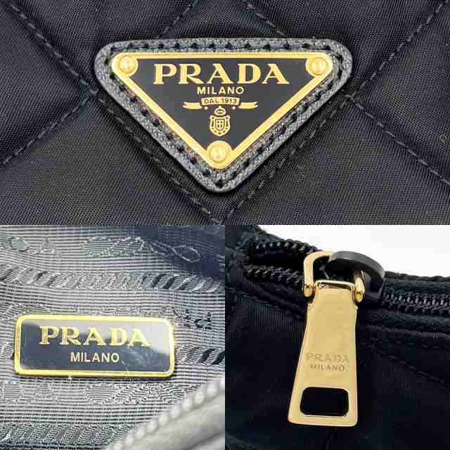 【値下げ中】PRADA プラダ ハンドバッグ トライアングルロゴ キルティング ワンハンドル 小さめ かばん 鞄 1NE051 ナイロン    ブラック 黒 ゴールド金具 レディース 人気 美品【品】