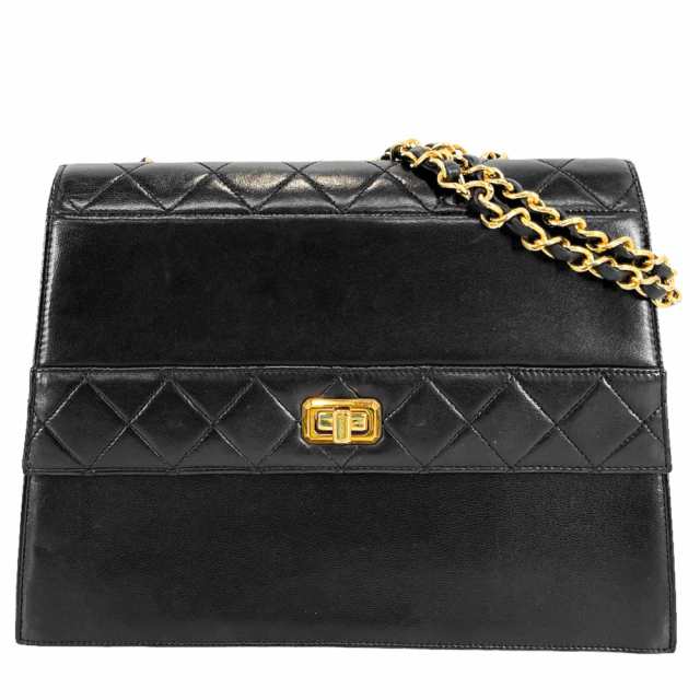 【限定価格】CHANEL シャネル ショルダーバッグ マトラッセ 2.55 ターンロック ダブルチェーンショルダー ヴィンテージ 台形 肩掛け 斜め掛け かばん 鞄 レザー    ブラック 黒 ゴールド金具 レディース 定番【品】