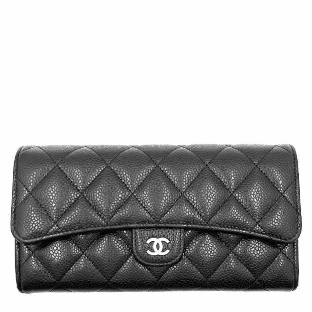 CHANEL キャビアスキン ロングウォレット 長財布 ブラック