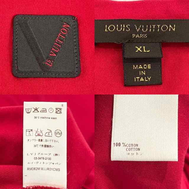 LOUIS VUITTON ルイヴィトン 半袖Ｔシャツ シンプル 無地 ワンポイント アパレル トップス 服 春夏 XL レッド 赤 コットン    メンズ 人気【品】