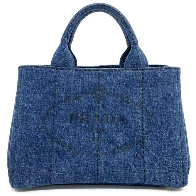 【限定価格】PRADA プラダ ハンドバッグ カナパ デニム ミニトートバッグ トライアングルロゴ 鞄 かばん BN2439 コットン    インディゴ ゴールド金具 レディース 定番 美品【品】