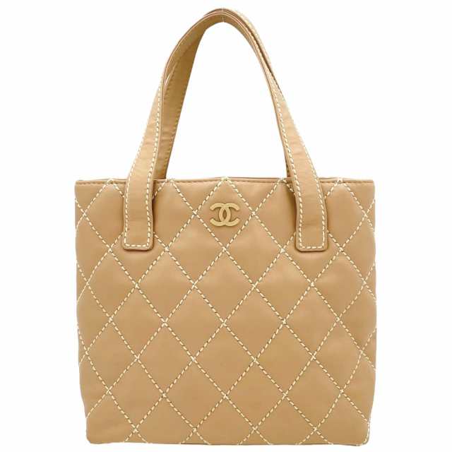 約44cm幅CHANEL シャネル ハンドバッグ ワイルドステッチ トートバッグ ココマーク ココ かばん 鞄 A18126  カーフスキン   ブラウン 茶 ゴールド金具 レディース 人気【品】