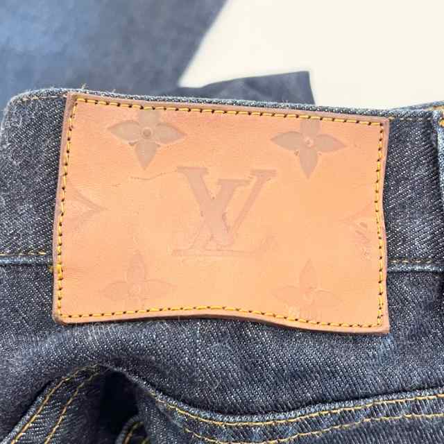 LOUIS VUITTON ルイヴィトン デニムパンツ ボトムス ジーンズ ロゴ 長ズボン アパレル 30 インディゴ ゴールド金具 コットン メンズ