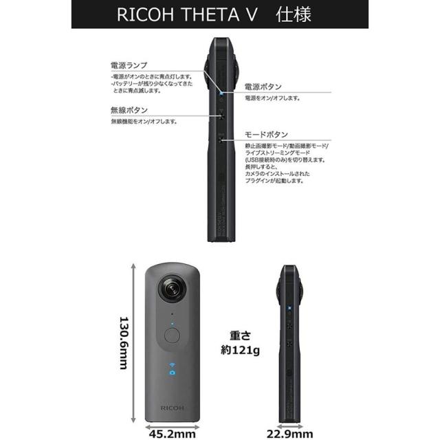 リコー RICOH THETA V 360度写真器 コンパクトデジタルカメラ コンデジ 写真器 中古