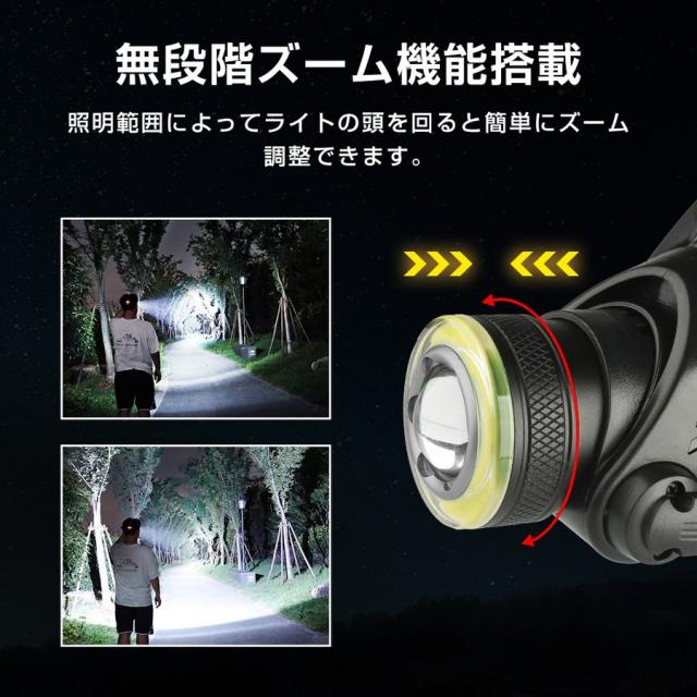 三太郎の日タイムセール Ledヘッドライト 最強5000ルーメン Usb充電 90 調整 ヘルメットライト ズーム式 集光散光切替 軽量 防水防災の通販はau Pay マーケット Mori Net