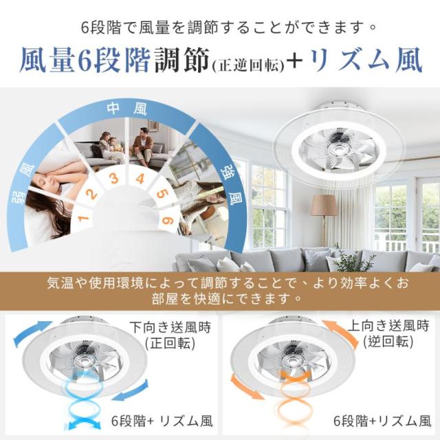 シーリングファンライト シーリングファン ファン付き照明 扇風機 サーキュレーター 風量6段階 調光調色 メモリ機能 タイマー 省エネ