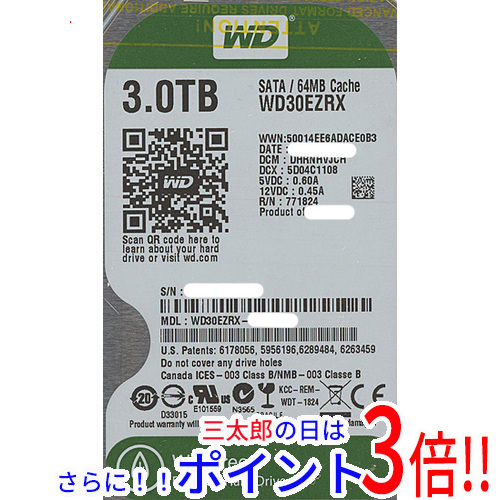 【新品】送料無料 ウェスタンデジタル Western Digital製HDD WD30EZRX 3TB SATA600 3.5インチ