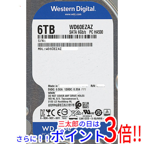 【新品】送料無料 ウェスタンデジタル Western Digital製HDD WD60EZAZ 6TB SATA600 5400 3.5インチ