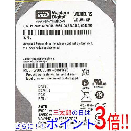 【新品即納】送料無料 Western Digital製HDD WD30EURS 3TB SATA300