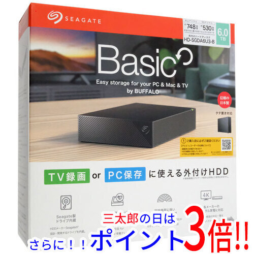 【新品即納】送料無料 BUFFALO USB3.2(Gen1)対応 外付けHDD HD-SGDA6U3-B ブラック 6TBの通販は 15,563円