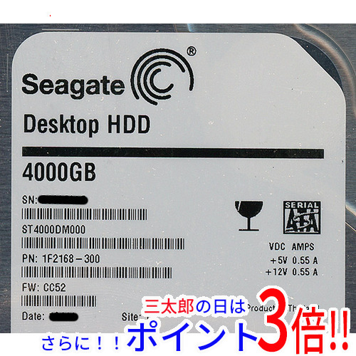 【新品】送料無料 シーゲイト SEAGATE製HDD ST4000DM000 4TB SATA600 3.5インチ
