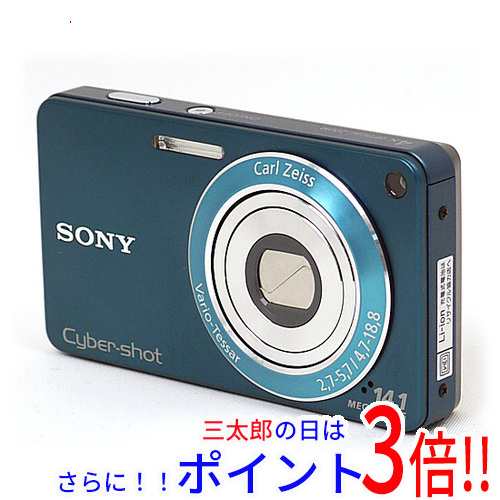 【中古即納】送料無料 SONY製 Cyber-shot DSC-W350 ブルー 1450万画素 液晶画面いたみ