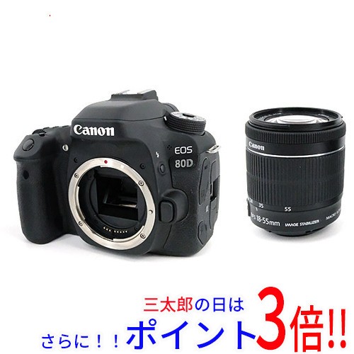 【中古即納】送料無料 Canon製 デジタル一眼レフカメラ EOS 80D EF-S18-55 IS STM レンズキット 端子カバーなし