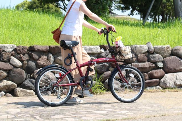 ミムゴ  MG-CM206G-RL　折り畳み自転車 楽天市場】折りたたみ自転車 20 インチ 6段変速 カギ ライト