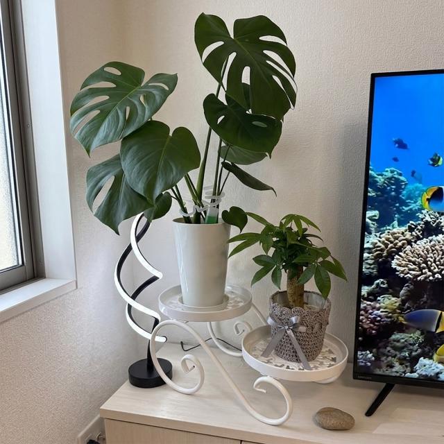 フラワースタンド アイアン 2段 高22cm 鉢置き 花台 観葉植物 植木鉢