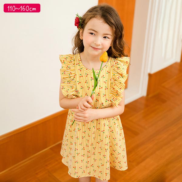 子供服 夏 女の子 ワンピース 小学生 中学生 ノースリーブ 涼しい 快適 夏服 ミニ ショート丈 フリル袖 洋風 可愛い イエロー 黄色 大人の通販はau Pay マーケット ベビー服 子供服のデザインキッズ