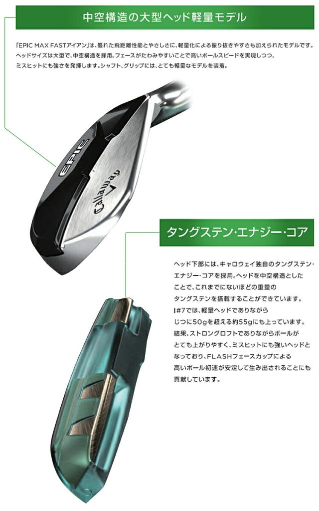2021年モデル日本正規品40％OFF キャロウェイ エピック マックス ファスト アイアン 5本セット（#7〜9、PW、AW） N.S.PRO 950GH NEO スチールシャフト 「CALLAWAY EPIC MAX FAST」_3