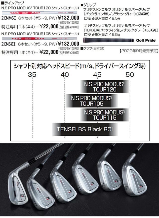 ブリヂストンゴルフ 222CB+アイアン 5-PW 6本セット やすくっ モーダス115X