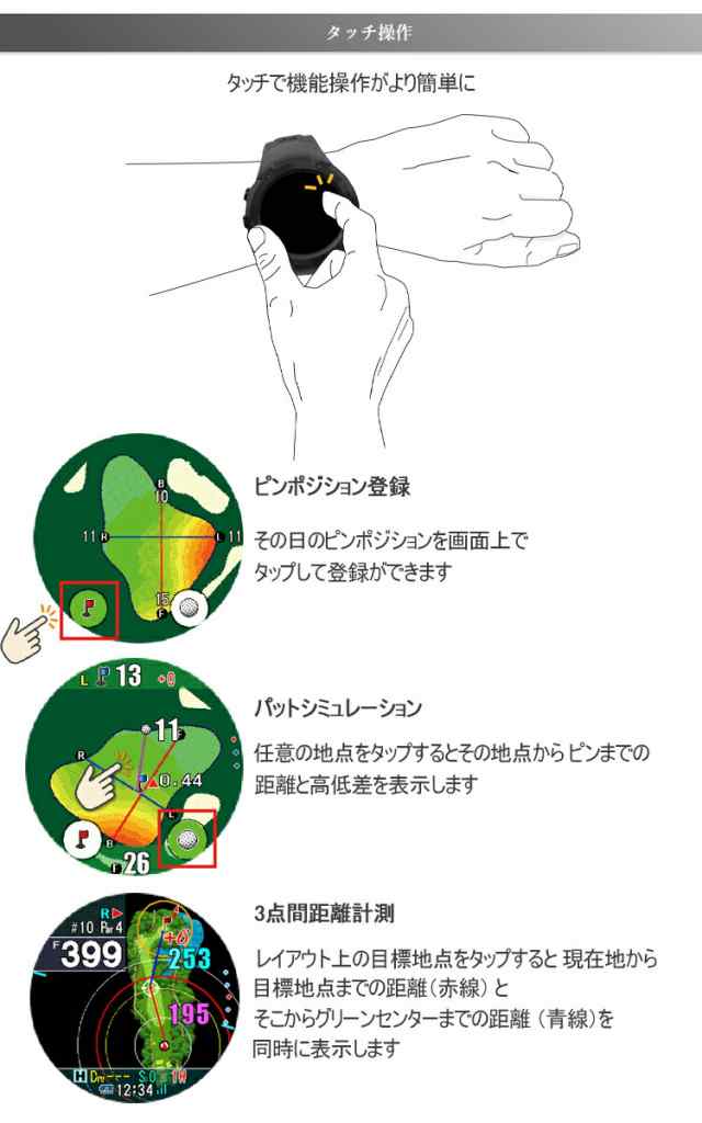 ショットナビ エボルブ プロ タッチ タッチパネル機能 高性能GPSゴルフ