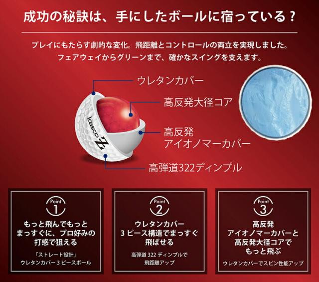 キャスコ ゼット ストレート プラス + ターゲットライン入り ゴルフボール 3ダースセット(36個入り) KASCO Z-STRAIGHT PLUS STRAIGHT LINE まとめ買い