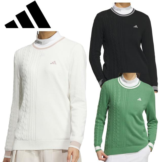 アディダスゴルフ JTC12 アシンメトリーパターンスリーストライプスクルーネックセーター レディース ゴルフ ウェア 「ADIDAS GOLF JTC12」  2024年秋冬モデル