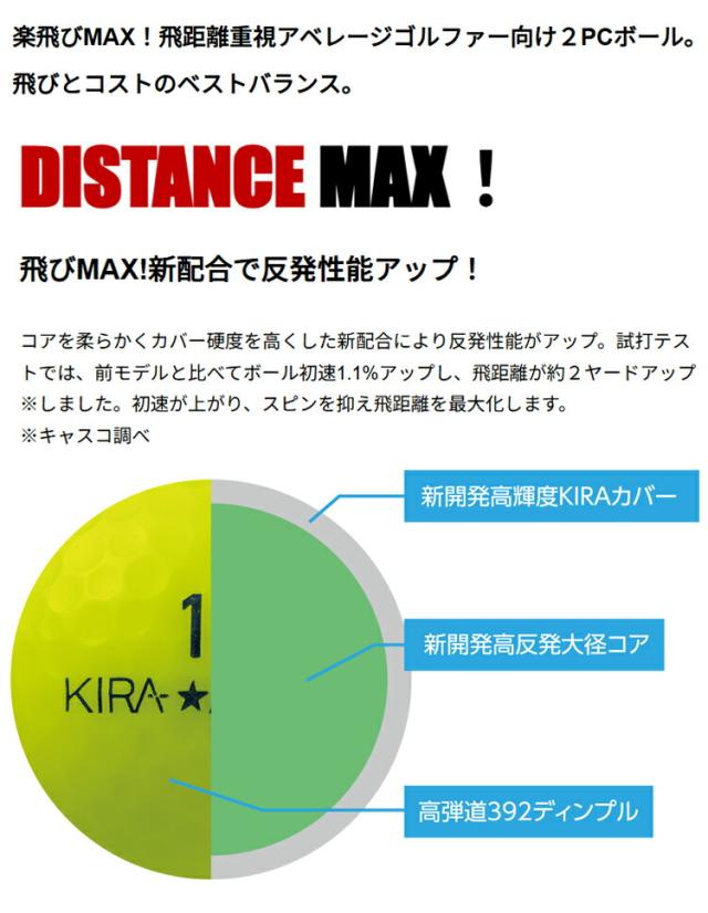 まとめ買い キャスコ キラ マックス 2ピース ディスタンス ゴルフボール 3ダースセット36個入り KASCO KIRA MAX 2026年モデル日本正規品
