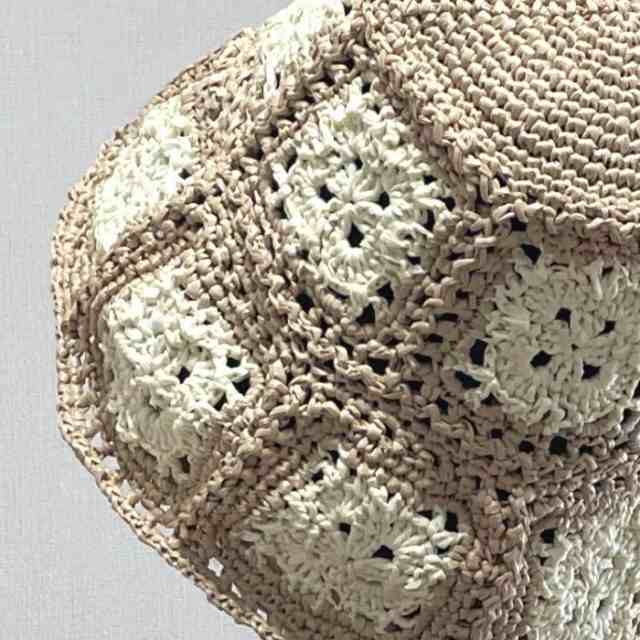 エコアンダリアで編む松編みのつば広帽子 手編みキット 毛糸 ハマナカ 無料編み図 編みものキット 人気キット
